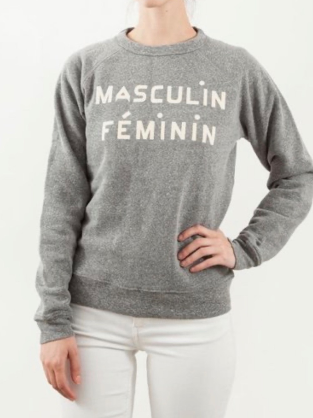 Clare V Masculin Féminin Sweatshirt in Heather Gray SIze S